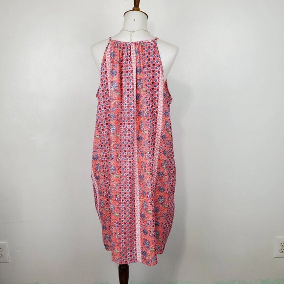GAP Pink Blue Sleeveless Belted Halter Neck Summer Shift Dress With Pockets XS - Picture 2 of 12